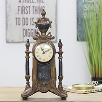 European-style clock living room clock ornaments large sitting clock retro imitation copper gold clock American antique table clock