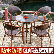 Outdoor table and table Courtyard Vine Chair Garden Three-Five Pieces Kit Outdoor Open-air Balcony Tea Table Casual Rattan table and chairs