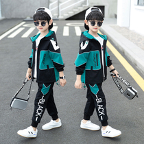 Boys spring suit 2021 new tooling two-piece foreign style big Children boy handsome spring and autumn Korean tide