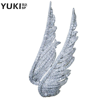 YUKI personality temperament angel wings flash diamond brooch pin suit accessories collar pin men and women lover gift accessories