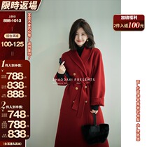 Big joy homemade originator coat) 100 Australian wool exquisite retro fashion natural winter warm coat