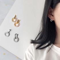 Cute girl heart small circle earrings 925 sterling silver gold inlaid Diamond exquisite earrings short simple earrings female
