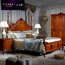 Fassasa American Bed Dark All Solid Wood Country Vintage 1 8m Double Queen Master Bed Simple Bed Simple 5019