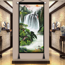 Chinese style porch decorative painting cloth flowing water raw wealth art hanging painting Chinese style wall hanging cloth living room decoration painting