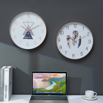 Nordic minimalist decorative mute wall clock living room home fashion creative non-perforated wall hanging personality wall clock clock