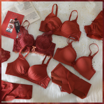 Red underwear a set of wedding bride no steel ring no trace bra gather the ladys small bra