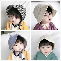 ins spring and summer Korean childrens baby sun visor men and Women baby sunscreen newborn cotton cloth lace-up tire cap