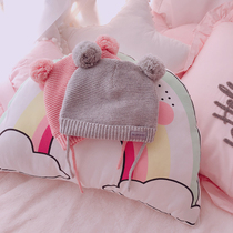 Baby hat pure cotton autumn winter male and female child newborn baby knit hat children warm and thickened wool line cap winter