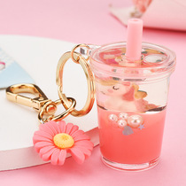 Korean cartoon floating unicorn quicksand keychain student schoolbag small pendant car cute couple key chain