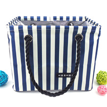 Simple striped waterproof wash bag Bath bag Bath basket Bath basket Outdoor travel storage bag Bath basket with leakage net bath bag