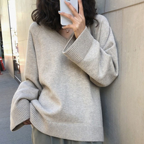 Tide brand 2020 Autumn New Korean version of Joker pullover sweater top female lazy V neck sweater base shirt