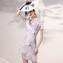 National tide cheongsam young 2021 new girl Summer improved Chinese style dress small pink short