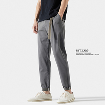 Summer mens 90% casual pants thin section Han version Straight Drum Trend 100 Hitch Loose Tide Card Small Foot Pants Man