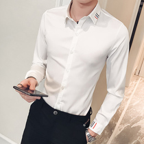 Tide Card 2022 Spring Pure Color Long Sleeve Shirt Male Korean Version Sashimi Youth Professional Shirt Business Casual Inch