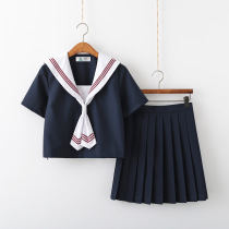 Japanese Orthodox jk uniform cyanosis white-collar red three-book Middle uniform stage performance clothing soft sister suit