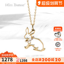 18k Diamond necklace Gold Rabbit jewelry diamond pendant cute fashion kkkkchain woman