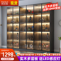 Glass door solid wood Handheld display cabinet light extravaganza with cartoon model Composition cabinet Lehigh toy statue locker