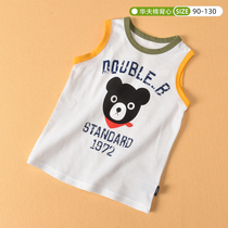 Summer children pure cotton mesh vest male girl waffg sleeveless shirt round collar breathable thin 90-130-yard day