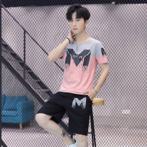 Mens casual suit summer trend Korean handsome male soil summer student sportswear shorts with two-piece set