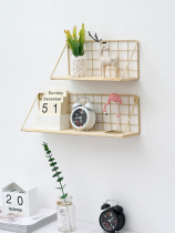 Punch-free wall shelf bedside bedroom wall hanging basket kitchen bathroom wall dormitory artifact storage rack