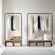 Coat rack Floor bedroom with cabinet solid wood storage rack multifunctional household simple iron hanging hanger