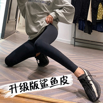 Tide brand elastic leggings womens spring and summer thin sports fitness yoga tight nine points Barbie pants womens thin legs outside wear