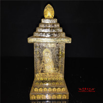 Ancient temple unearthed Crystal square stupa carved scriptures Hidden Buddhist King Kong relic ornaments Antique collection