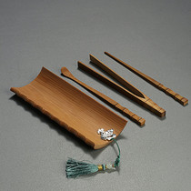 De Kiln creative bamboo tea Gongfu tea set Tea ceremony accessories Large tea tea needle Tea clip Tea spoon with pendant