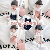 Korean version of childrens clothing New Full Moon Baby cute hand-knitted one-piece clothes 100 days autumn and winter clothes with pants climbing clothes