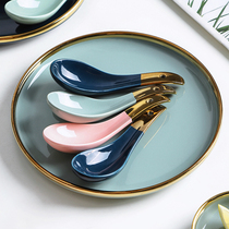 Ceramic small spoon for a soup spoon Home Spoon Soup Spoon Creativity Phnom Penh Meal Spoon Kitchen Net Red Cutlery Light Extravagant Spoon