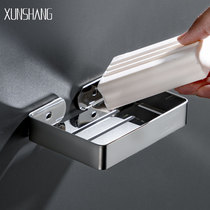 Xunshang 304 stainless steel punch-free soap box Wall-mounted soap box soap holder Soap holder Hotel soap dish simple