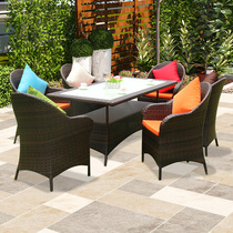 Outdoor table and chair simple balcony rattan five-piece set courtyard seaside pool drinking coffee table set leisure furniture Outdoor