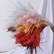 Simulation reed five spike dog tail grass water grass Plastic fake grass Wedding forest green plant decoration hotel props flower material