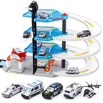 New children 4th floor large number police car Parking Alloy Car aircraft DIY Assembled Railcar Parent-child Interaction