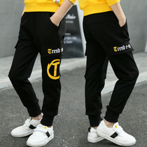 Boys spring and autumn black sweatpants trousers 2021 new childrens Korean casual pants boys pop pants big boy