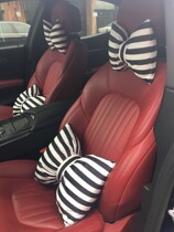 Japan franc classic black and white bow car headrest waist pillow neck pillow car pillow pillow waist cushion