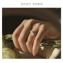 JUNJUN Classic Brief Design American 14k Bag Gold Note Fresh Water Pearl Opening Adjustable Festival Ring