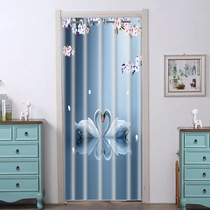 Punch-free curtain partition curtain blocking wind fabric bedroom home toilet fitting room kitchen toilet curtain