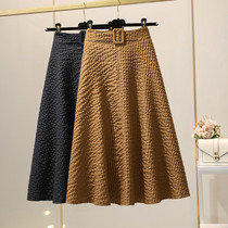 Korean pleated skirt women 2021 spring high waist A- line dress thin wrinkle wrinkle pleated skirt long dress