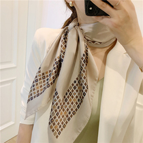 Japanese gentle ~ solid color simple khaki silk towel beach towel new versatile decorative 90cm square scarf shawl