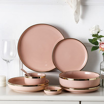 Ceramic Phnom Penh Plate Household Western Tableware Set Vegetable Plate Nordic Steak Plate Rice Noodle Bowl Soup Bowl Taste Saucer Soup Spoon