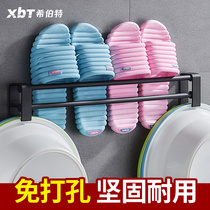 Bathroom slipper rack Wall hanging free hole household toilet toilet shoe rack Space aluminum wall hanging slipper hook