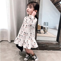 Girls skirt Cherry fresh dress Princess dress children long sleeve floral skirt spring and autumn new childrens clothing