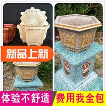 Cement flower pot mold Hexagonal blessing lotus Concrete bonsai pot plastic abrasive inverted cement flower pot model