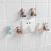 Cute plug storage hook Power cartoon key hook Kitchen dorm small sticky hook put plug hook