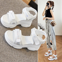 Thick-bottom Slope Sandals Womens 2021 Summer New Style with Velcro Fashion Casual Beach Sandals