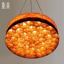 Landscape Spring Ring Wood Leather Living Room Lamp Southeast Asia Tea House Decoration Tatami Lamp Wood Art Design Company Hanging Lights