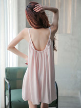 2020 new ice silk little sexy long style harness pyjamas dress lady spring summer season sweet and cute pyjamas thin.