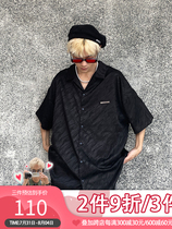 EAHO earthlinghoo 21SS dark tattoo embroidery dark black 100 hitch loose short sleeve shirt male and female