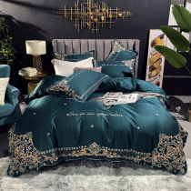 High-end luxury 80 satin double velvet cotton embroidery four-piece set of pure cotton European embroidery bedding